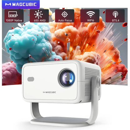 650ANSI L018 8K Native Portable Projector 1080P Auto Focus Keystone Correction Android 14 BT5.4 WIFI6 360° Home Cinema